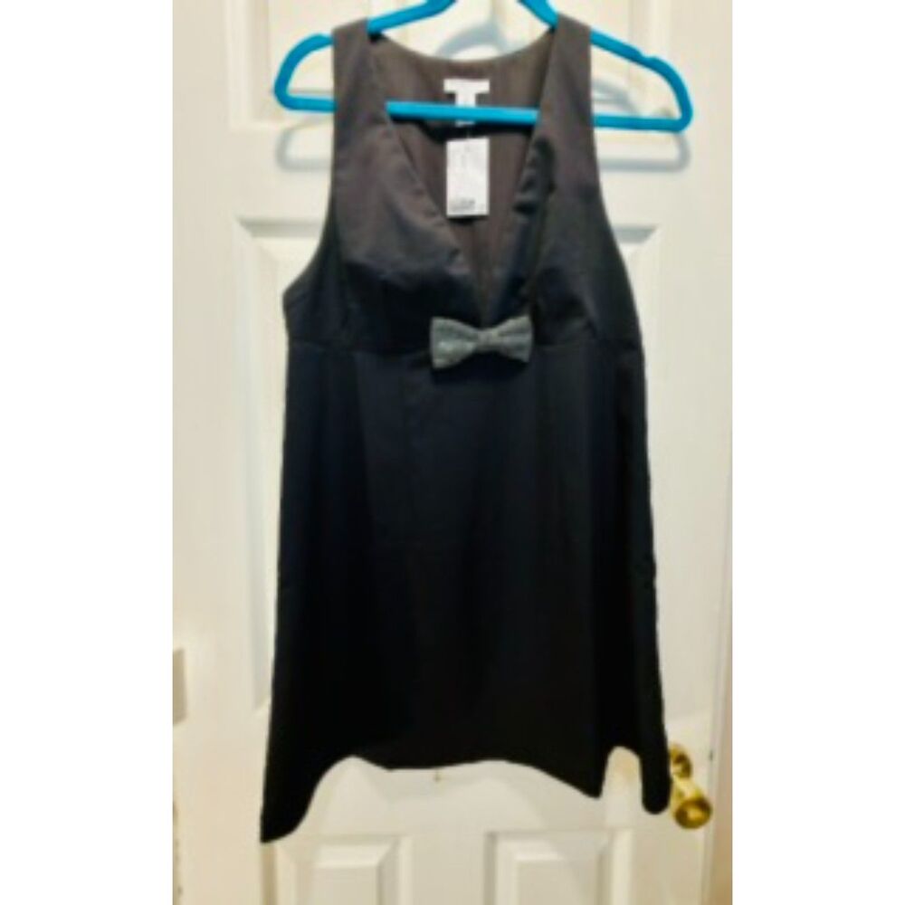 H&M Black Sleeveless Cocktail Dress with Silver Bow Detail Size M